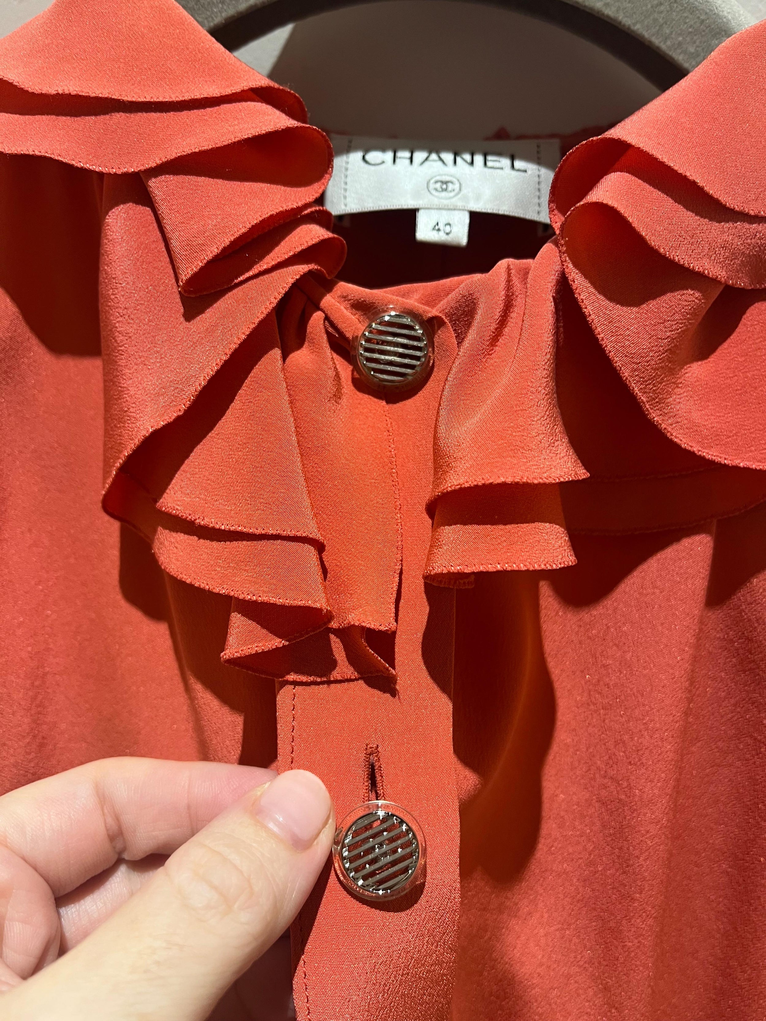 Chanel Orange Silk Blouse 2020