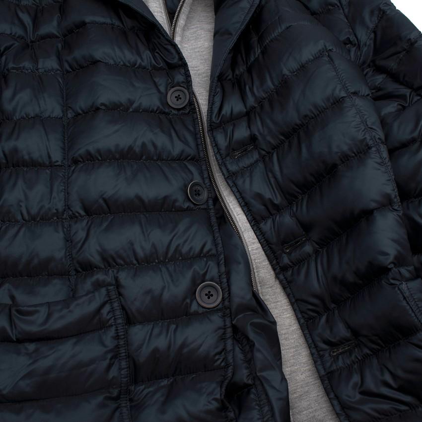 Herno Navy Hooded Hybrid Quilted Jacket