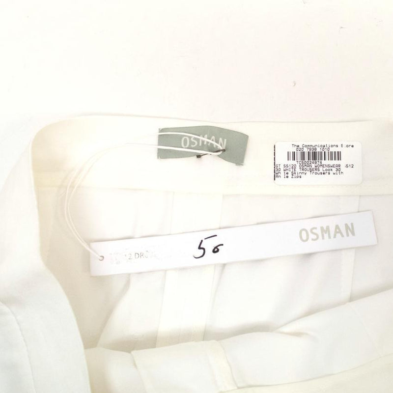 Osman Cream Skinny Trousers With Ankle Zips