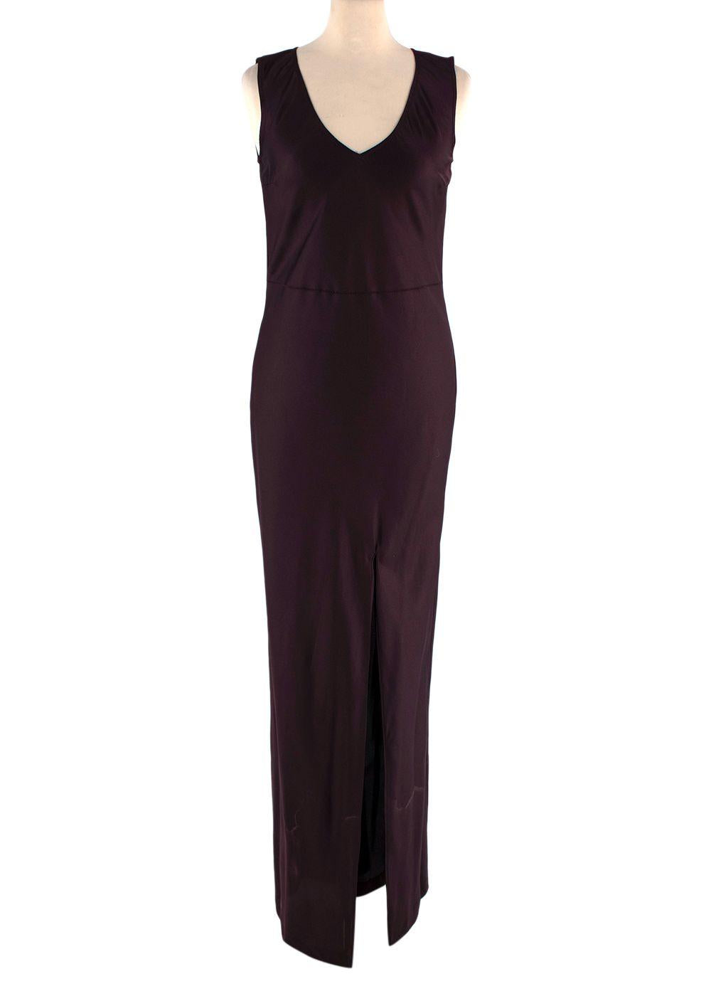 Diane Von Furstenberg Burgundy Pleated Wrap Maxi Dress