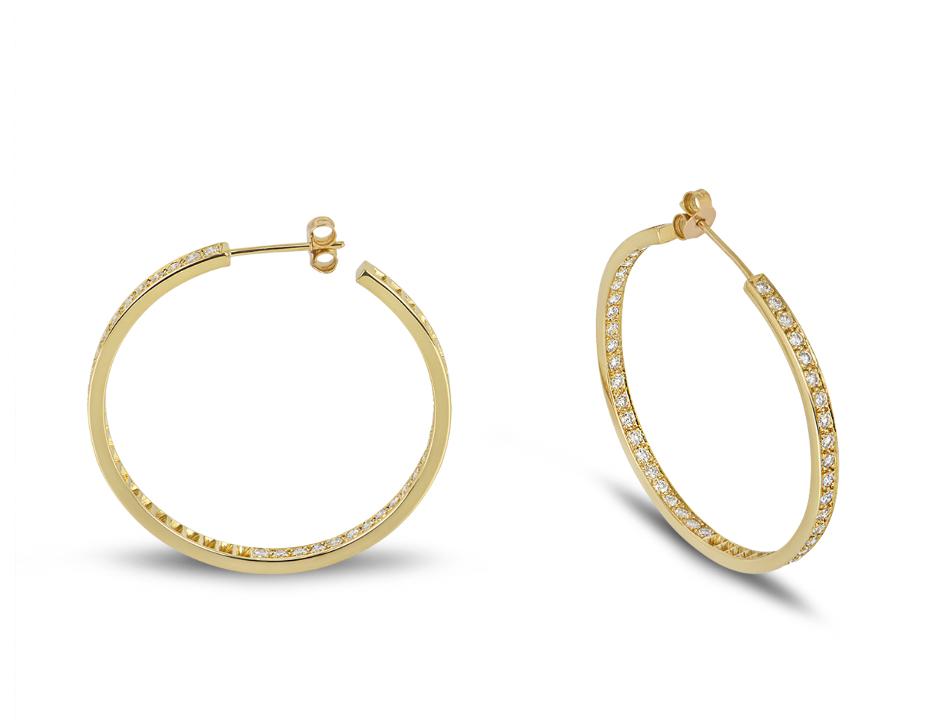 18ct yellow gold & diamond hoop earrings 2.35ct TDW