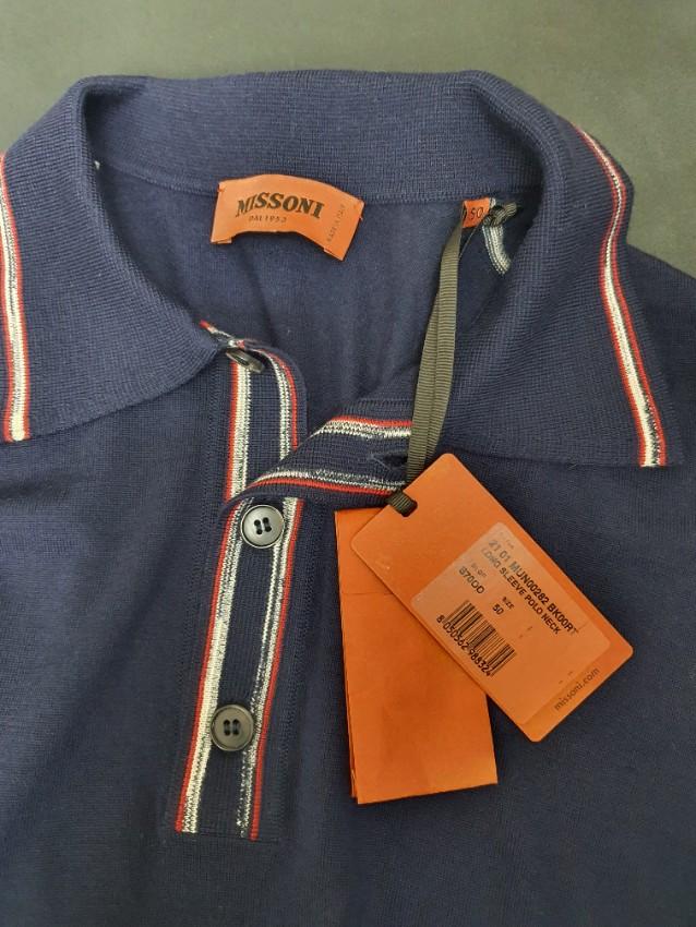 Missoni Mens Blue Long Sleeve Knit Top