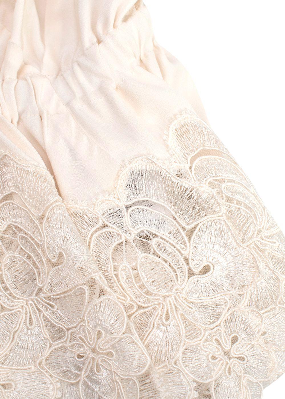 Ermanno Scervino Ivory Floral Lace Silk Cami Top