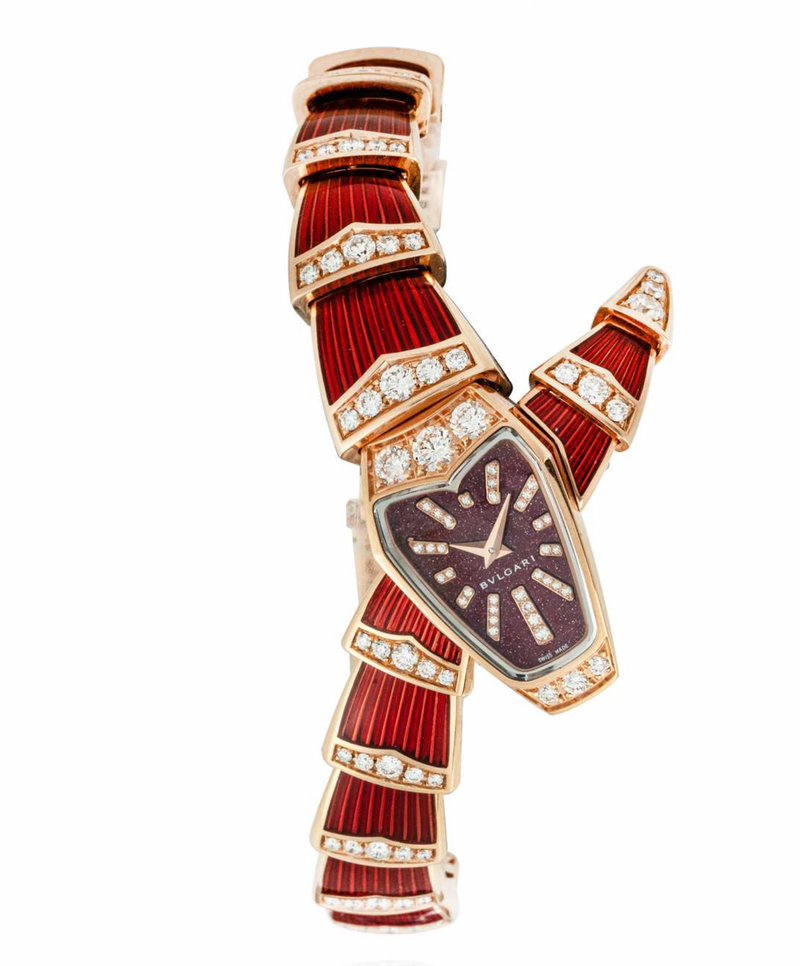 Bvlgari 18k Rose Gold Diamond Serpenti Scaglie Watch