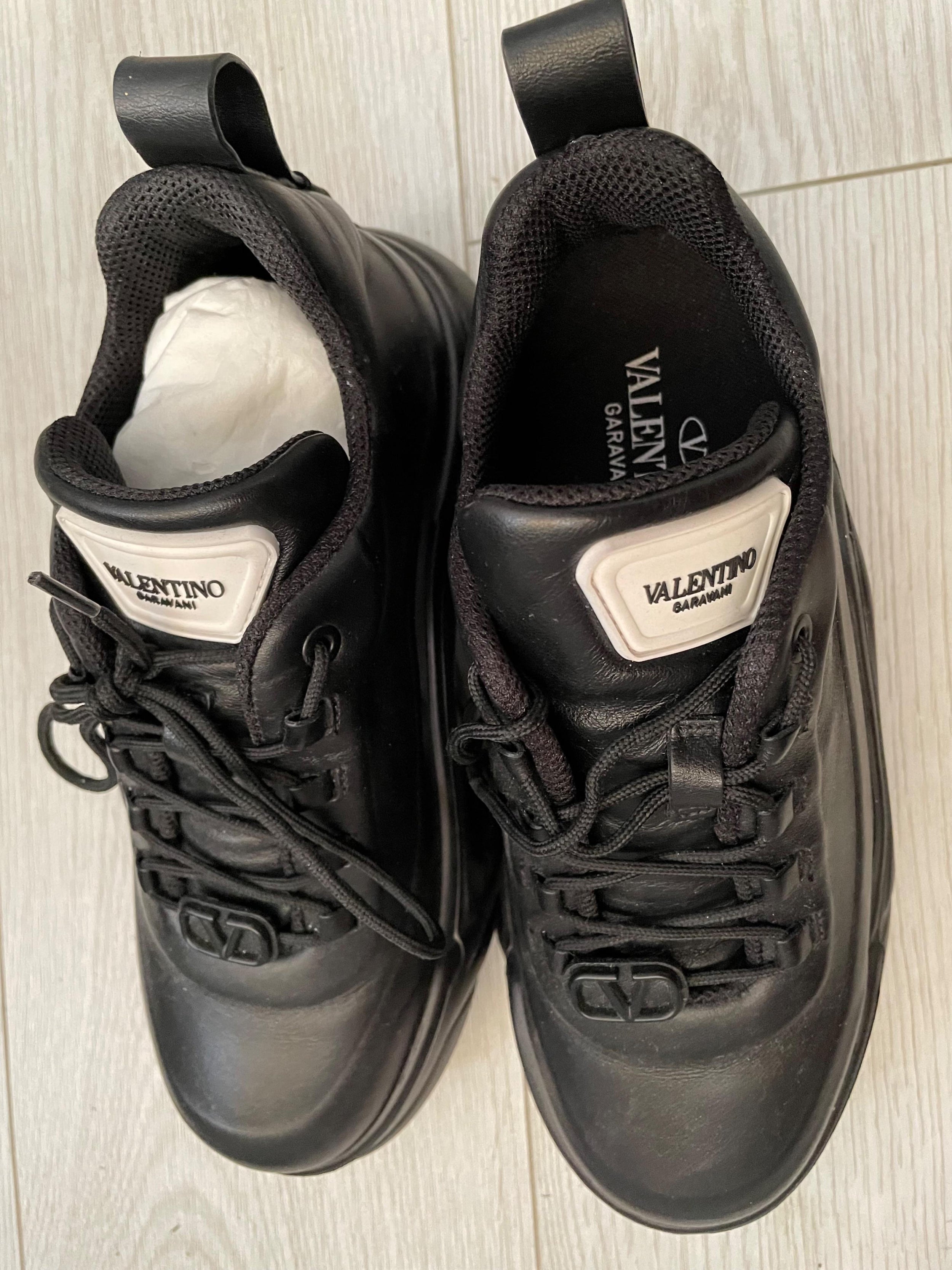 Valentino Black Leather Platform Trainers