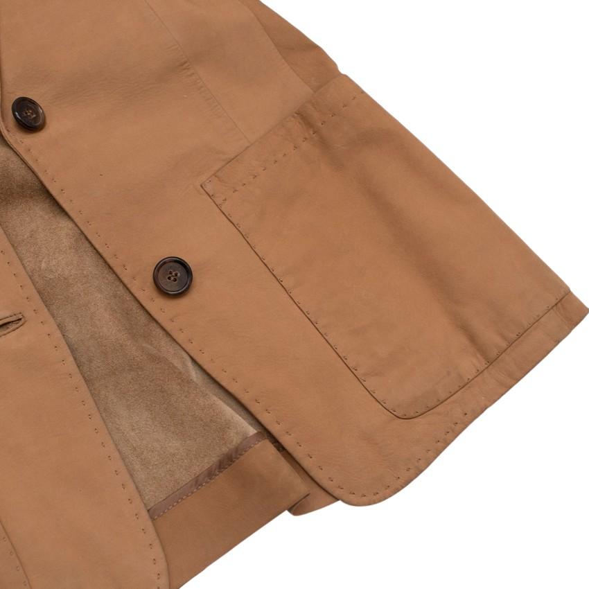 Asprey Tan Leather Single-Breasted Blazer