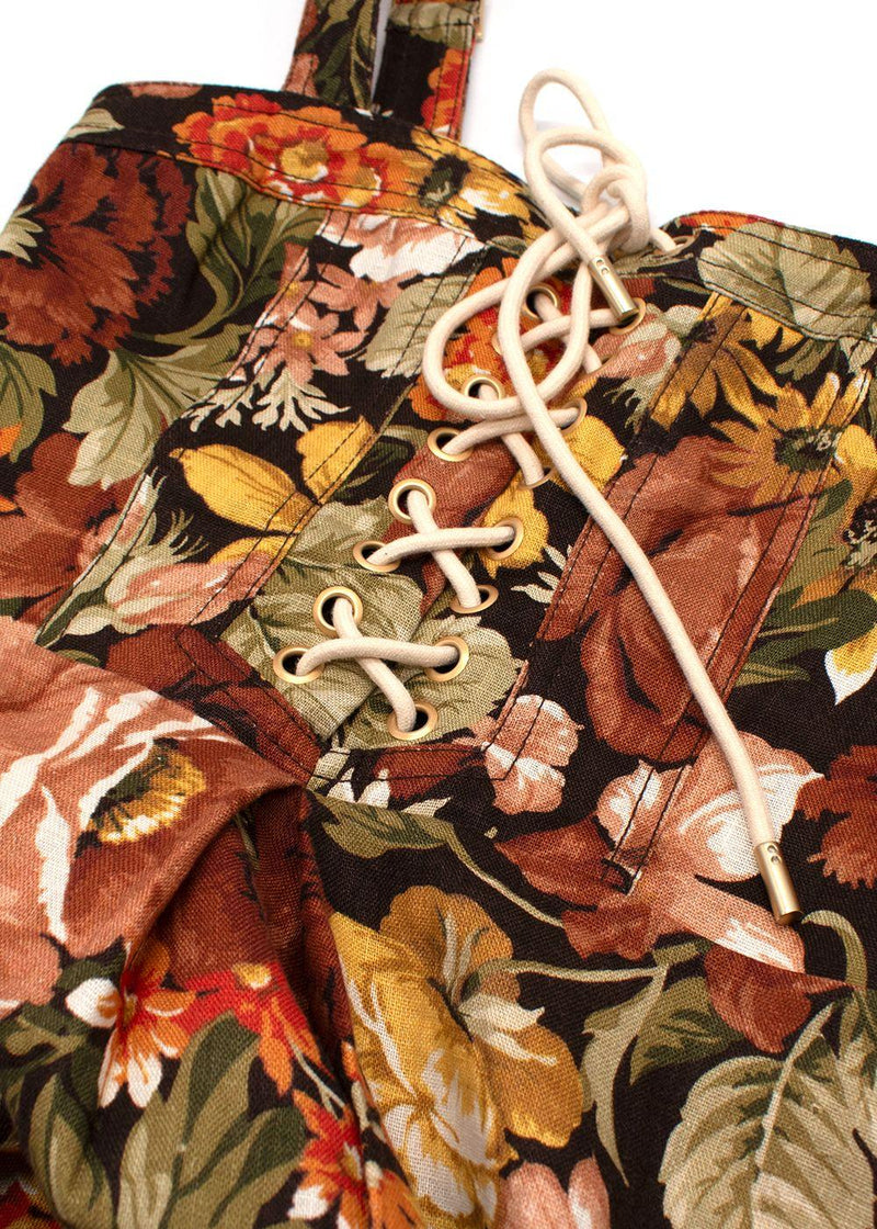 Zimmermann Bonita Lace-up Floral Mini Dress