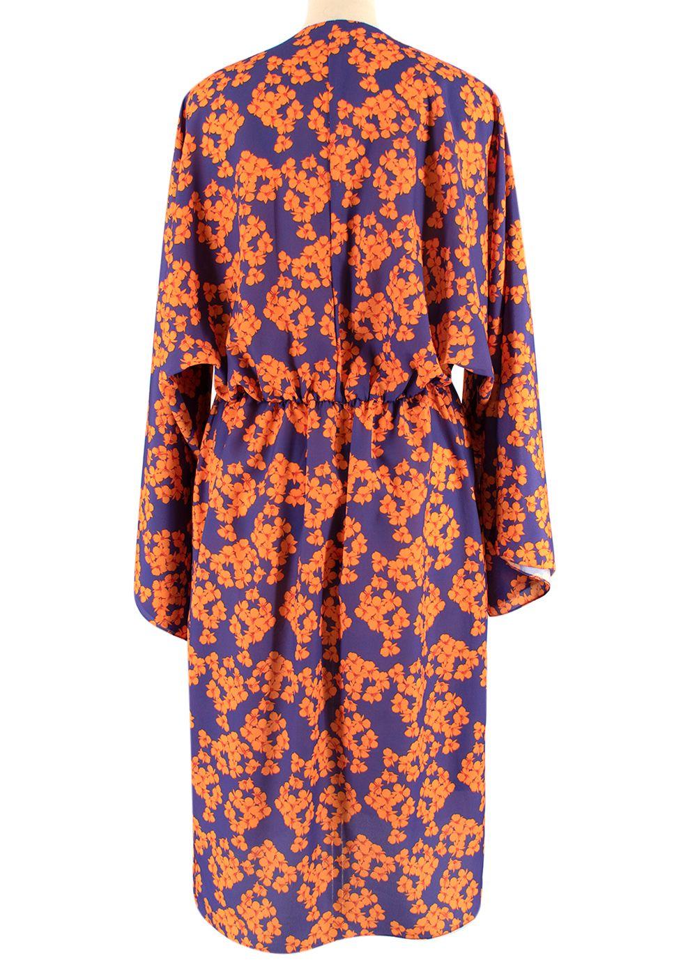 Orange and Purple Floral-print Dress