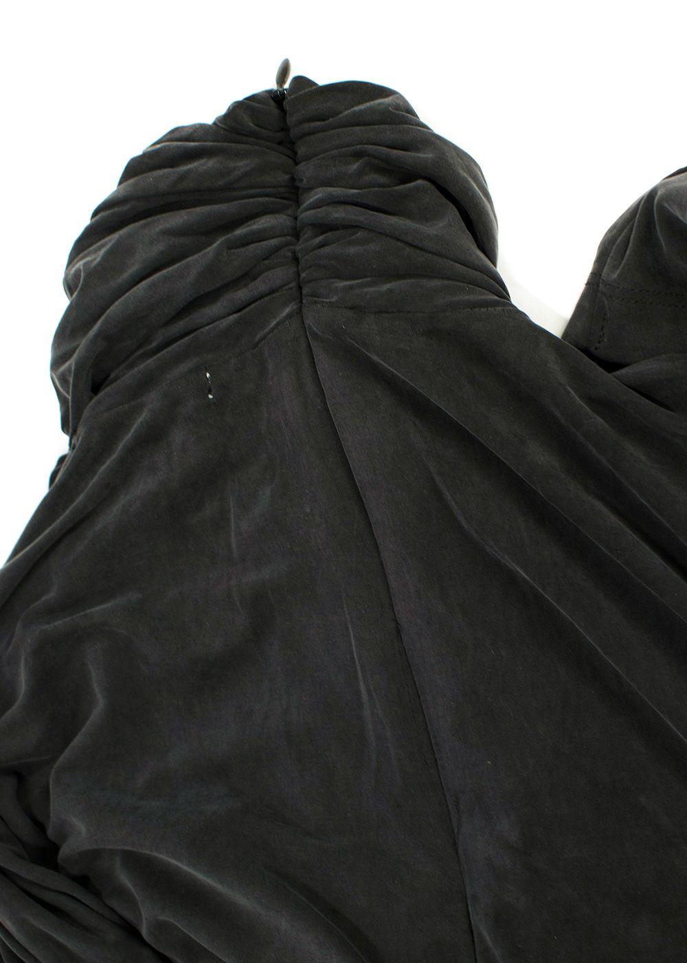 Ganni Charcoal Draped Long Sleeve Top