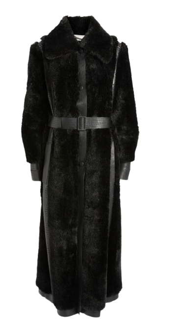 Stella McCartney Faux fur and Vegan Leather Longline Coat