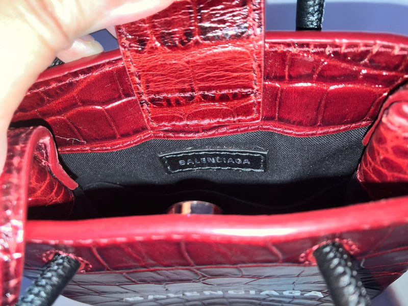 Balenciaga Red Croc Embossed Leather Phone Holder