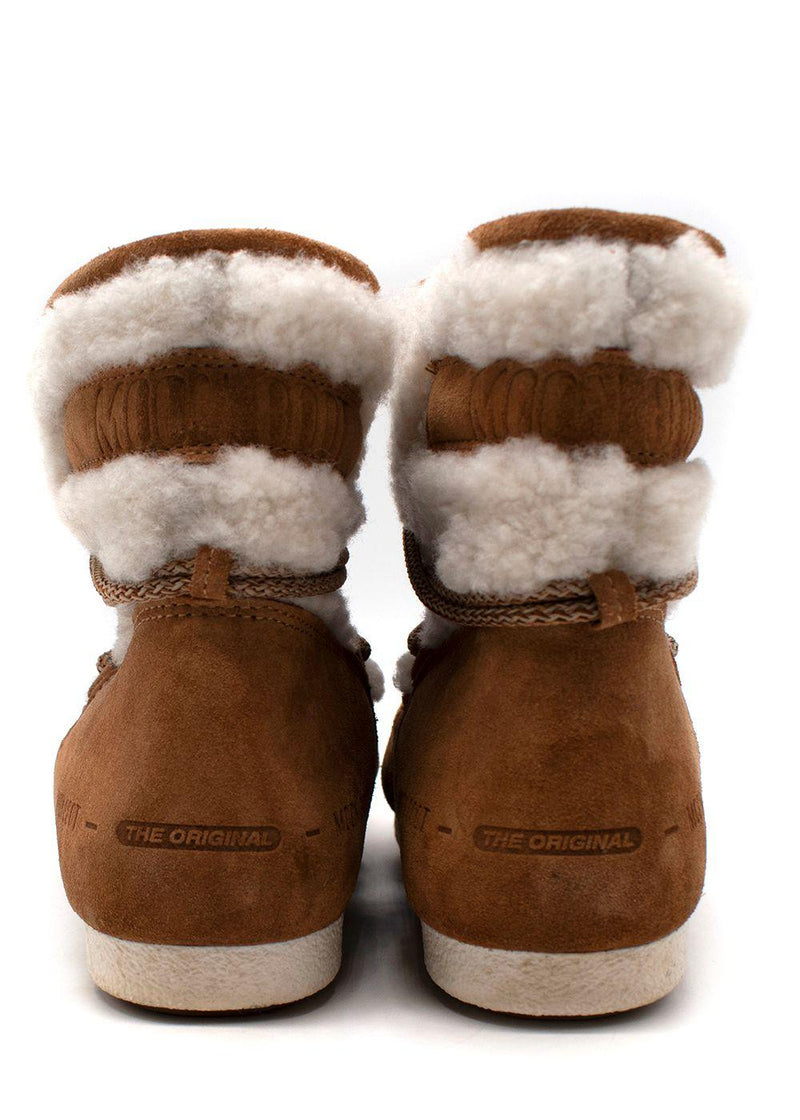 Moon Boot LAB69 Dark Side Low Cream Shearling Boots