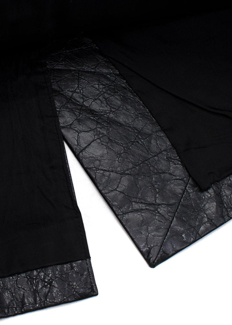 Black Crackled Leather Pencil Skirt