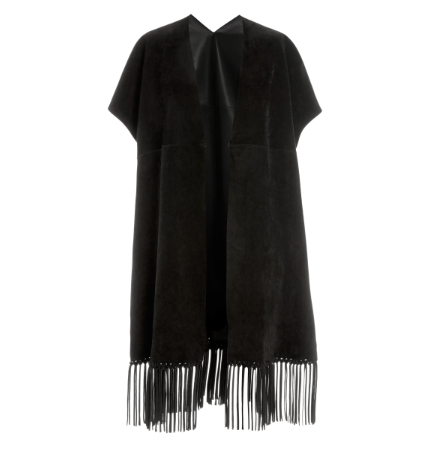 Valentino Black Suede Short Sleeve Caban Fringe detail Coat Sold Out