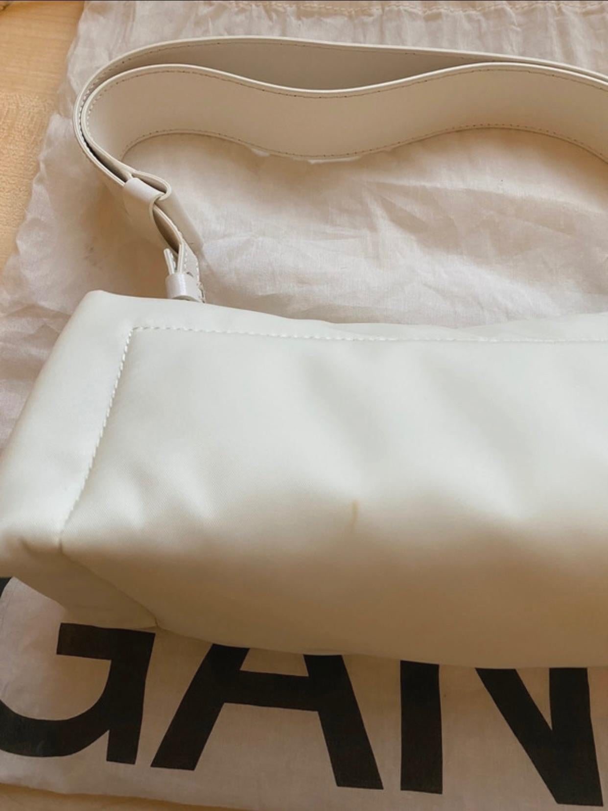 Ganni White Pillow Baguette Bag