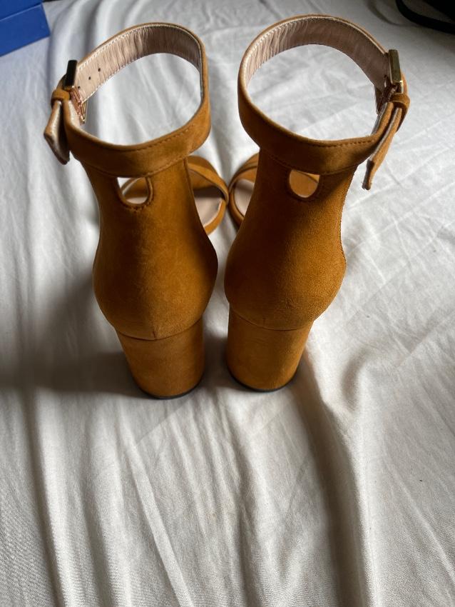 Stuart Weitzman Tan Suede Block Heeled Sandals