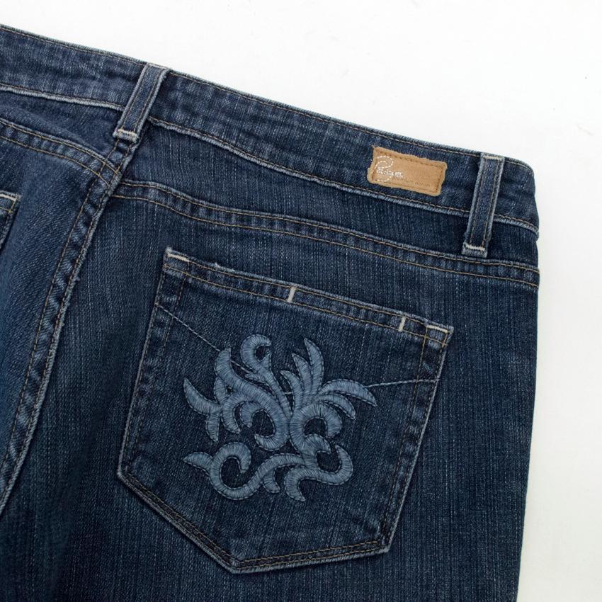 Paige Denim Flared Jeans with Back Pocket Embroidery