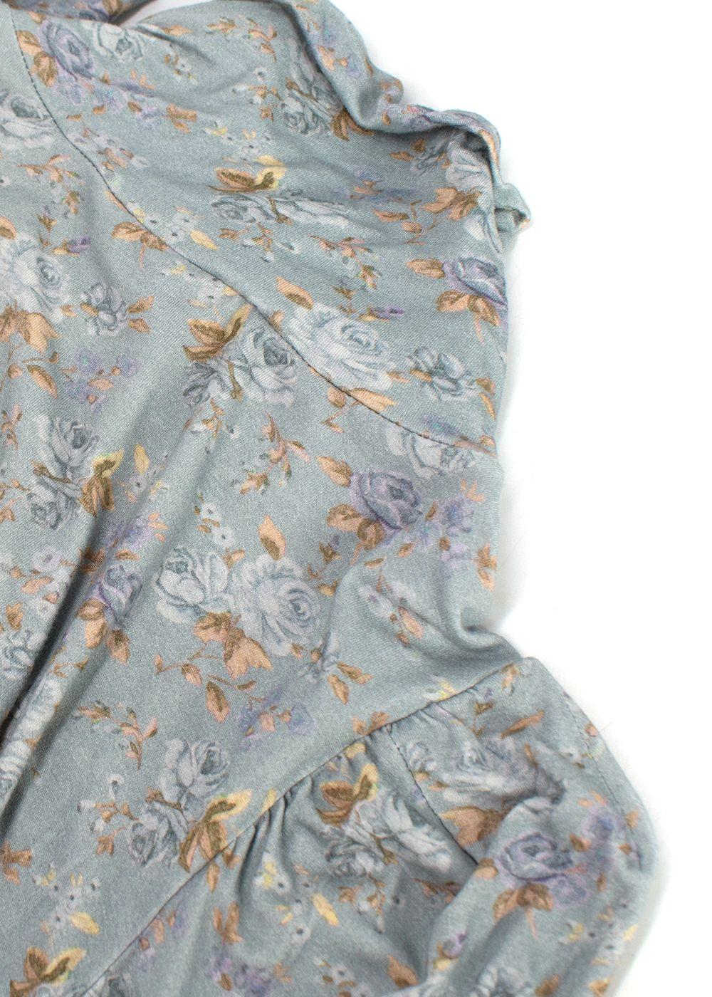 Love Shack Fancy Blue Floral Vienna Roll Neck Top