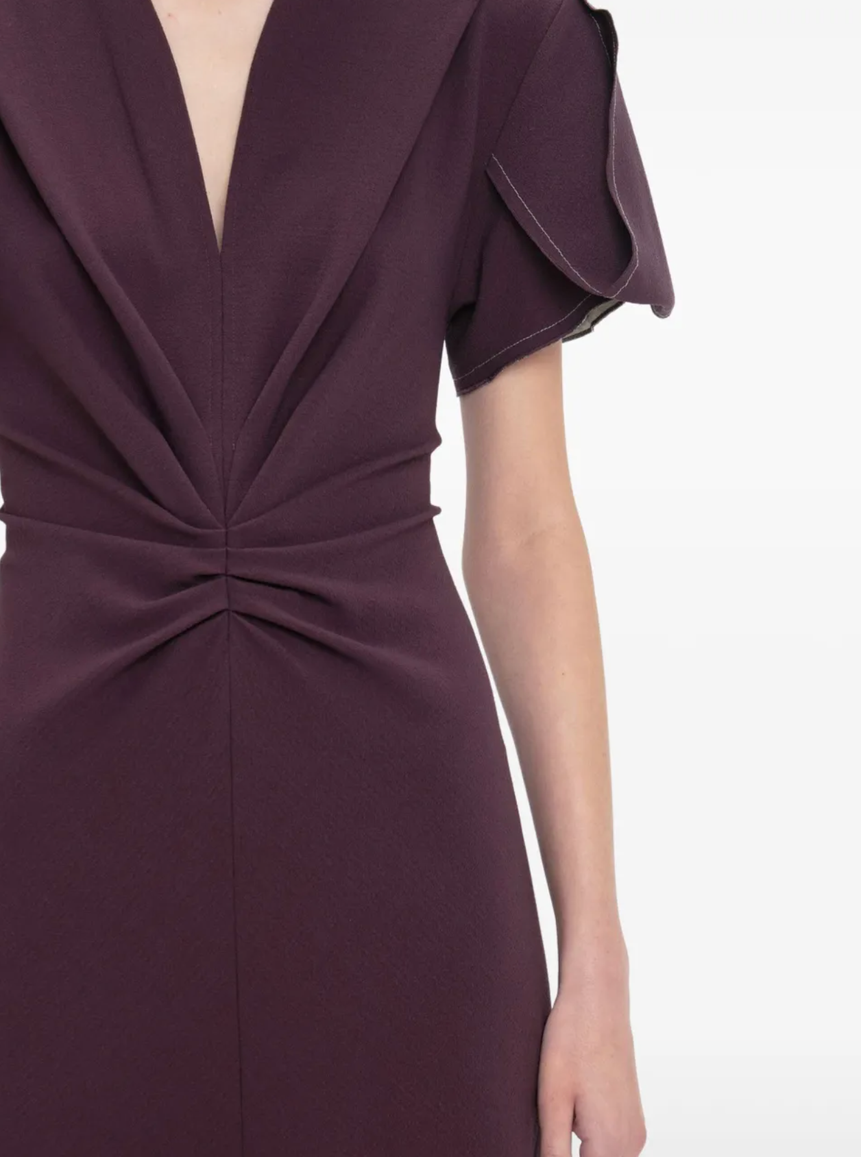 Victoria Beckham Gathered V-neck Midi Dress