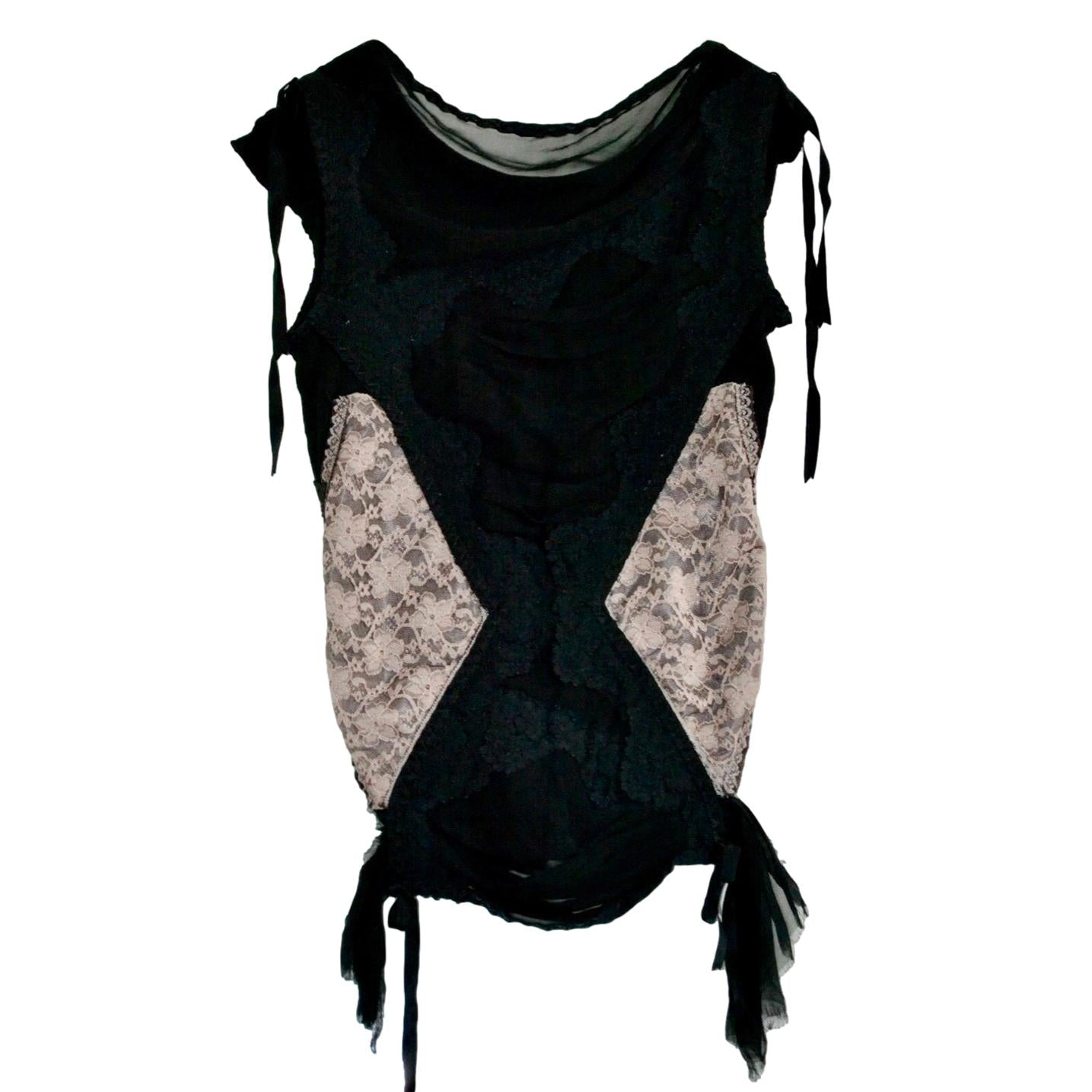 Cigana Lace Panelled Double Diamond Top