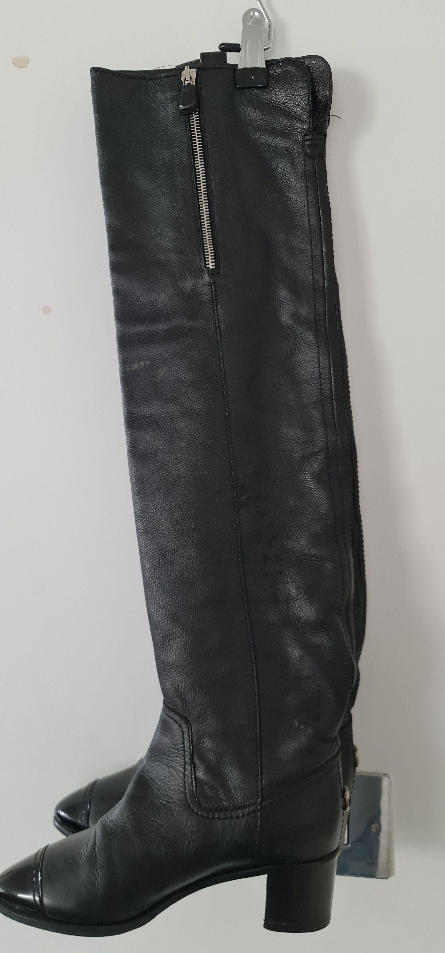 Black Leather Over The Knee Boots