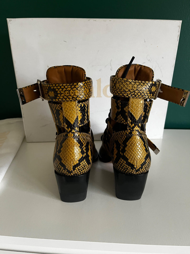 Chloe Yellow Snake Effect Rylee Ankle Boots