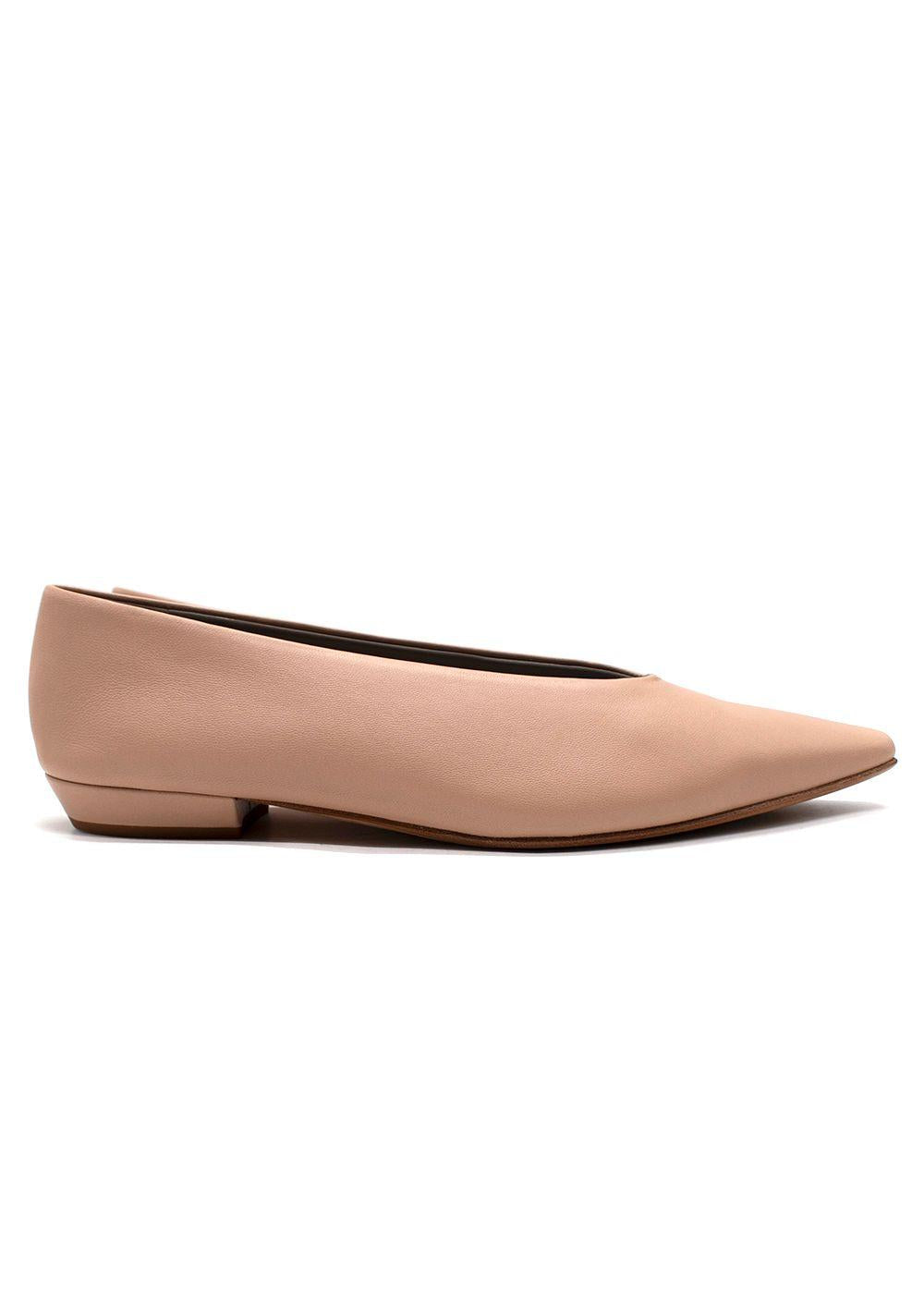 Bottega Veneta Nude Leather Almond Flat Pumps