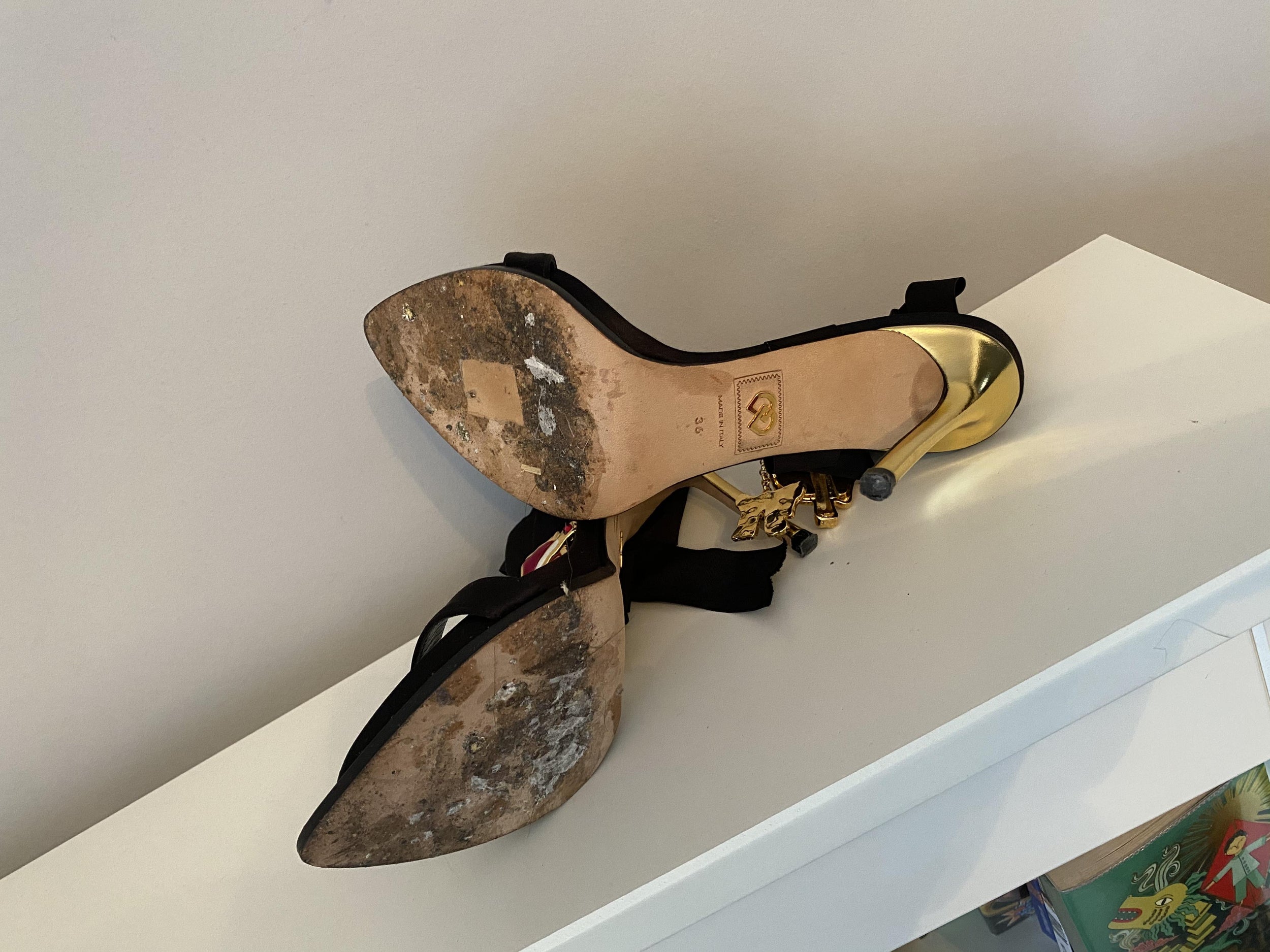 DSquared2 Satin Jeweled Sandals with Lips Applique