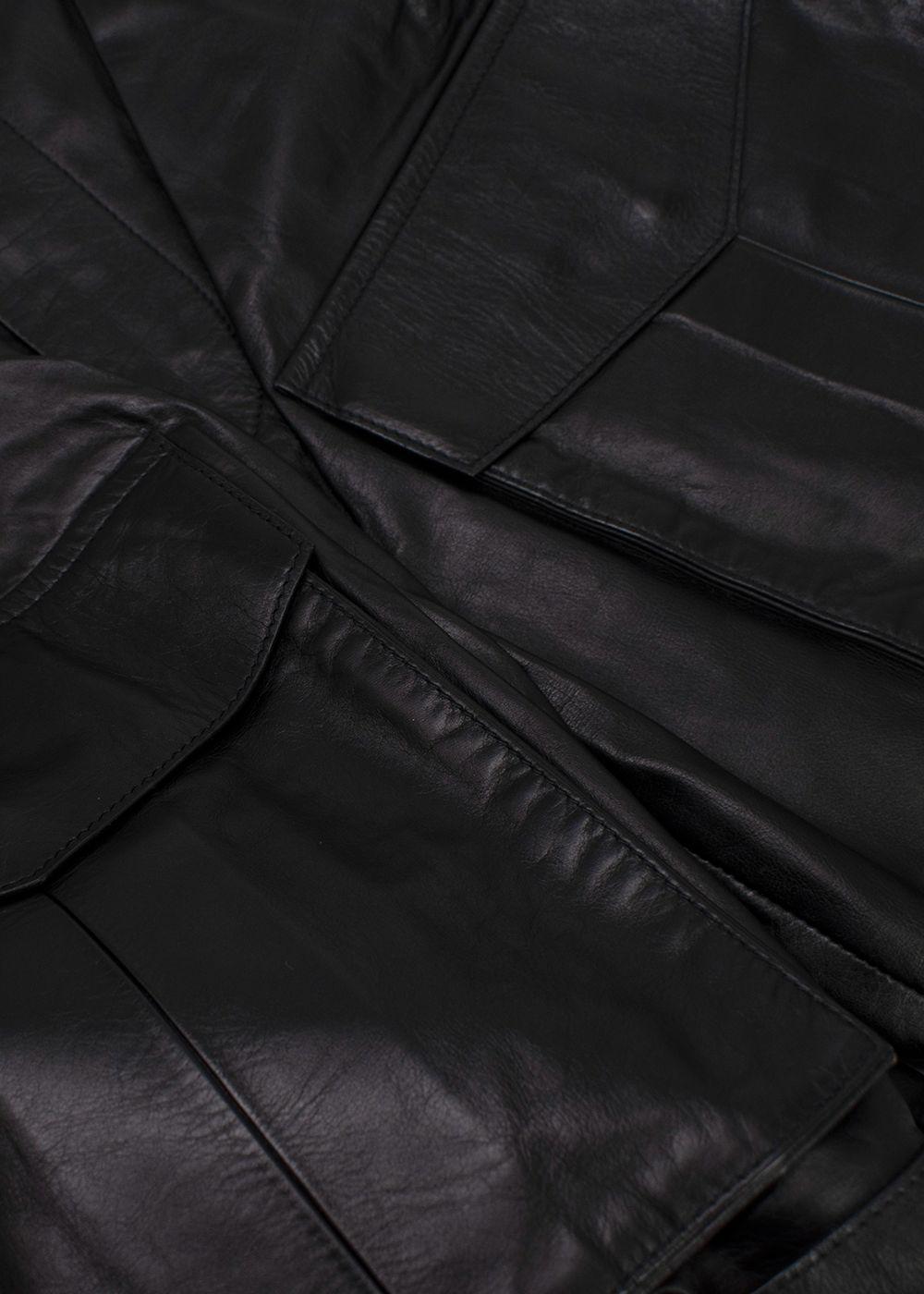 Dior Homme Black Leather Cargo Shorts