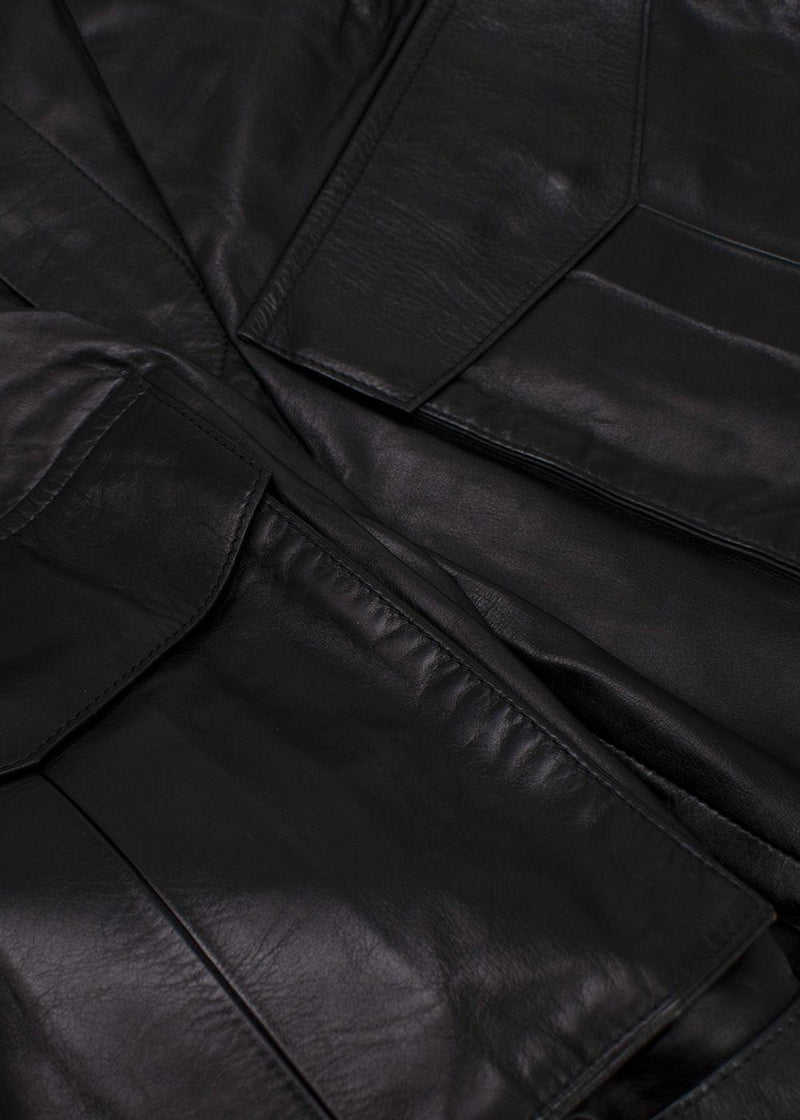 Dior Homme Black Leather Cargo Shorts