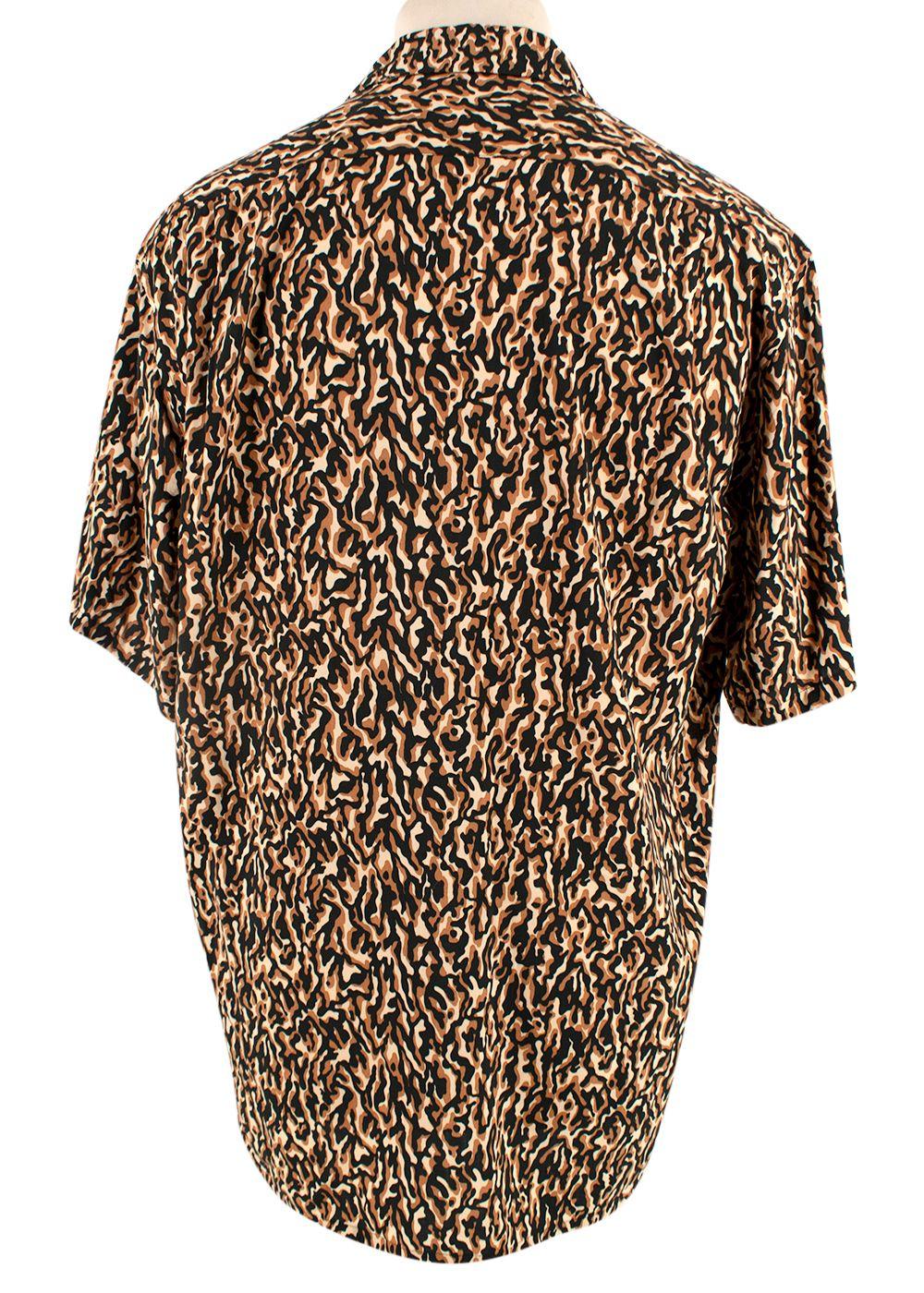 Saint Laurent Brown Printed Short Sleeve Shirt