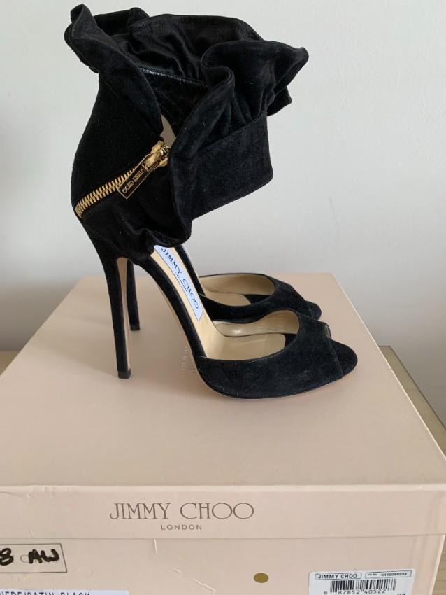Jimmy Choo Black Katarina Ruffled Sandals