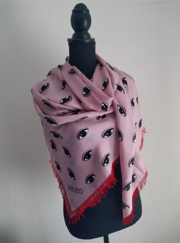 Kenzo Contrasted Multieyes Silk Blend Scarf