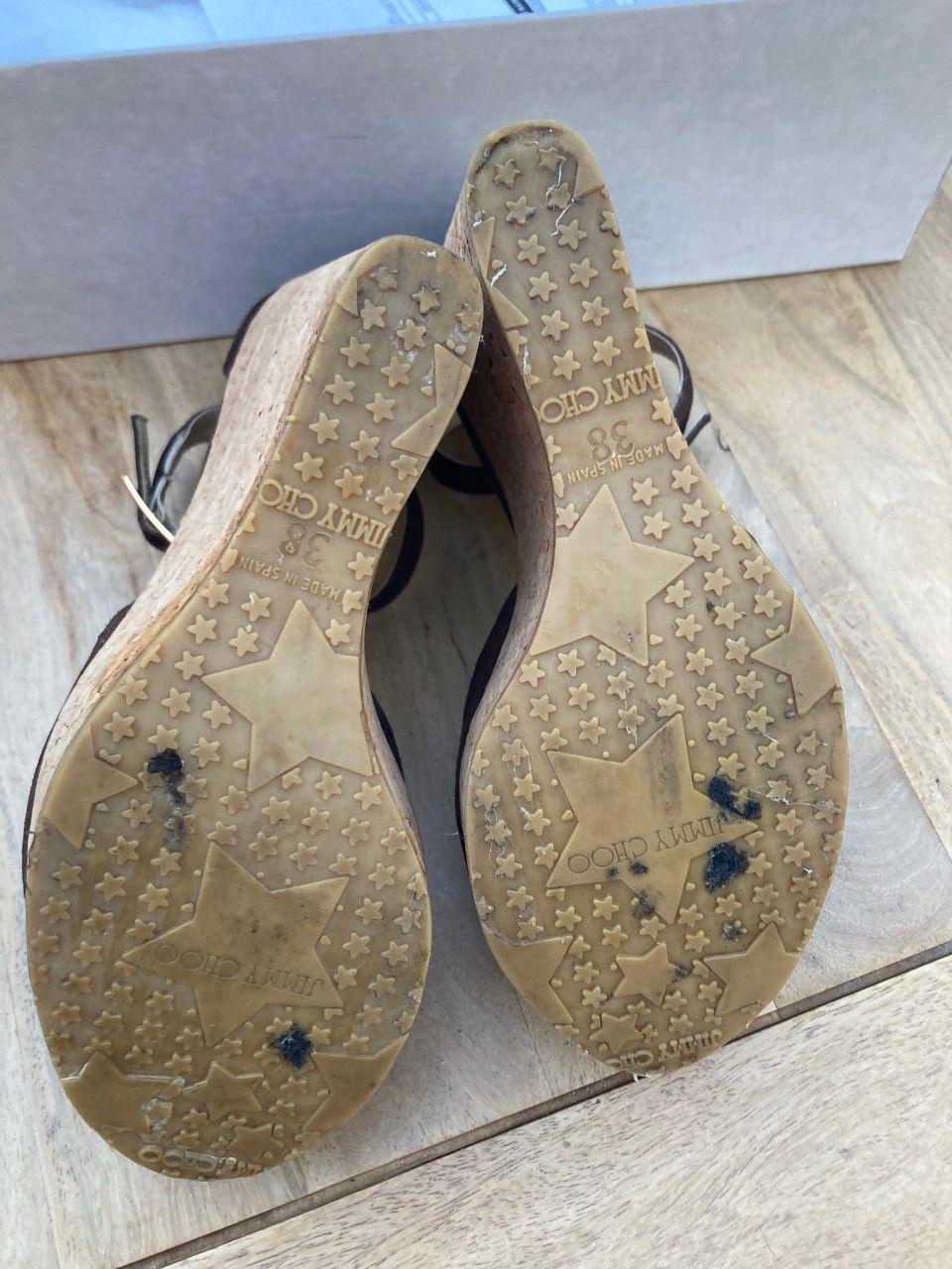 Brown suede & cork wedge heeled sandals