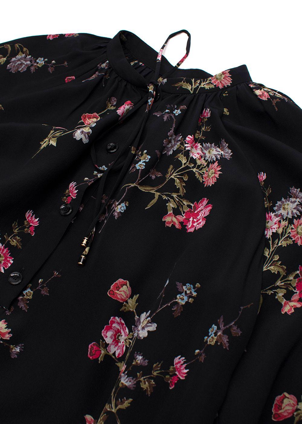 Celine Black Floral Print Silk MaixDress