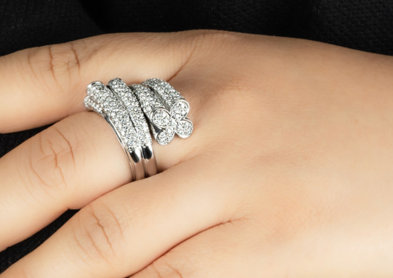 White Gold Diamond Bypass Ring 3.22ct