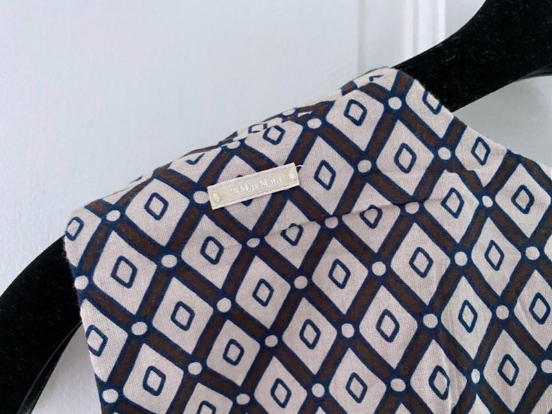 Max Mara Pleated Geometric Print Sleeveless Top