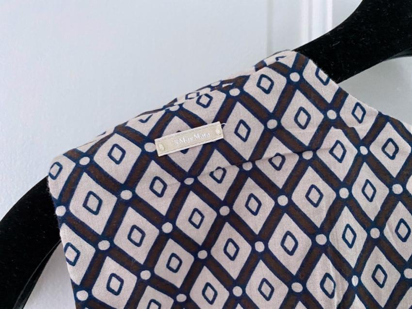 Max Mara Pleated Geometric Print Sleeveless Top