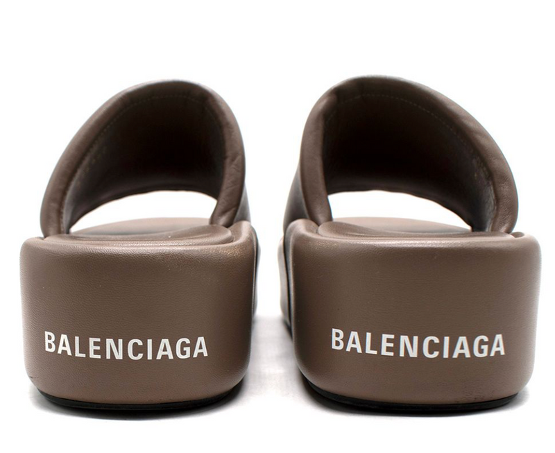 Balenciaga Mouse Brown Platform Slides