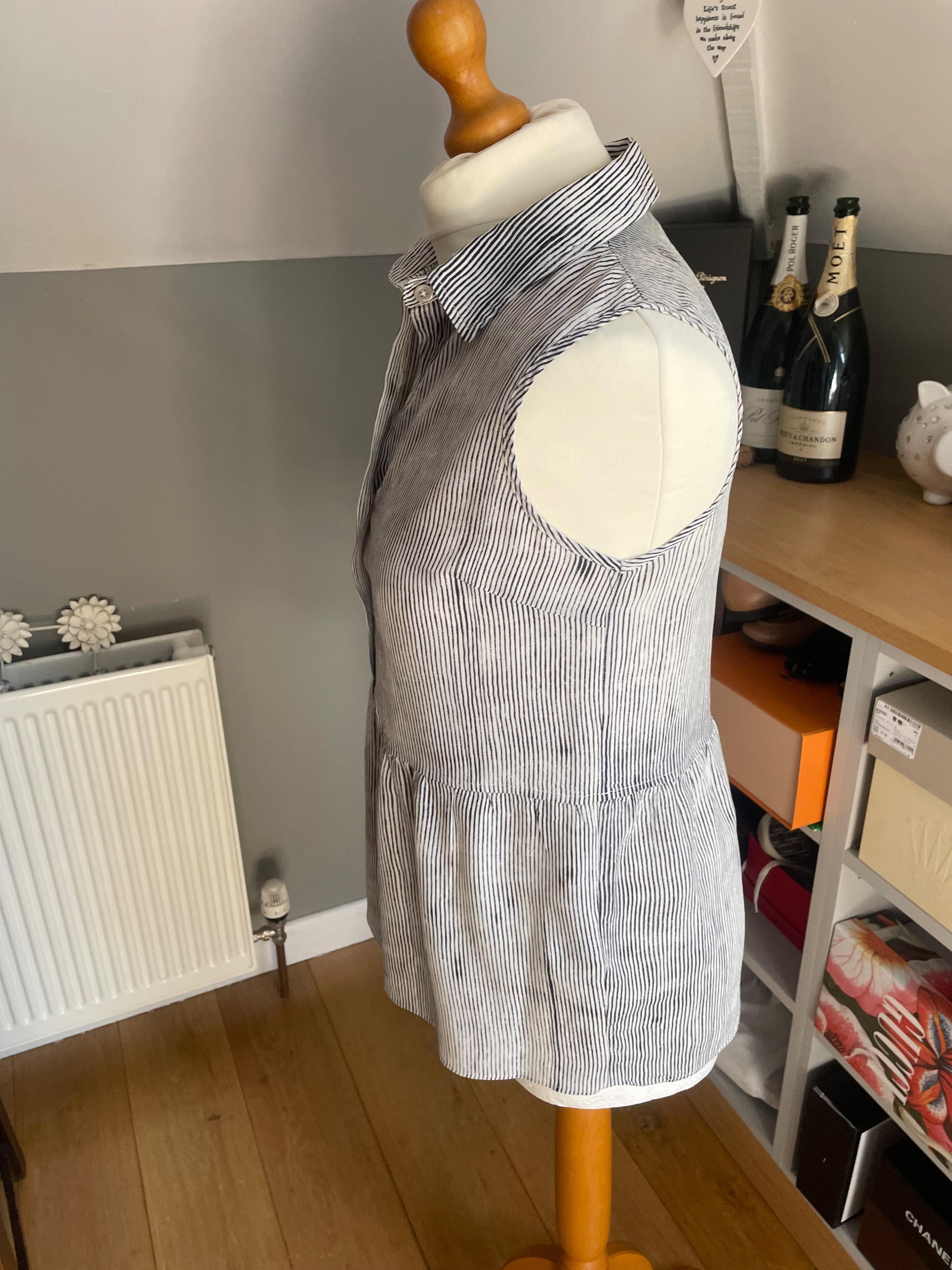 Merino Wool/Silk Blend Striped Top