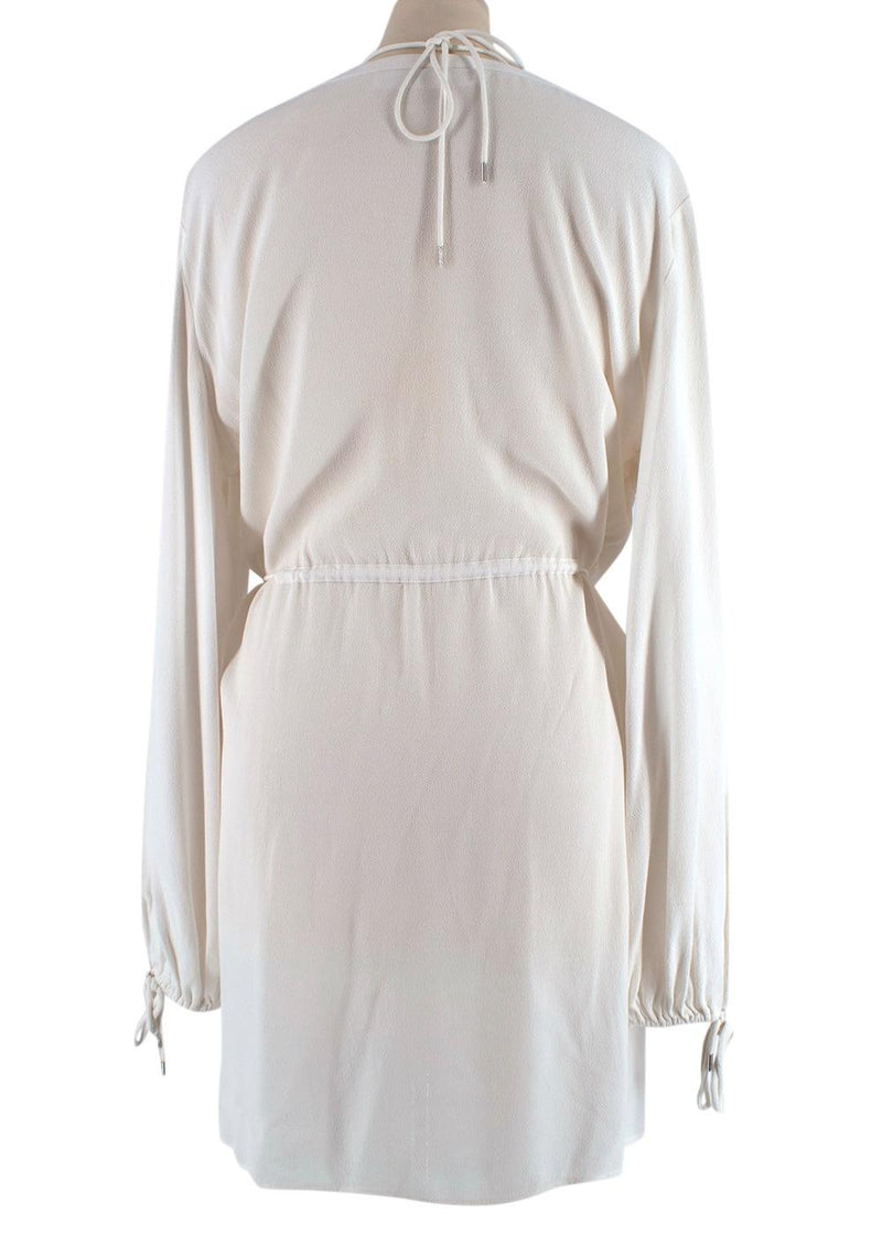 White Twist Placket Tunic Dress
