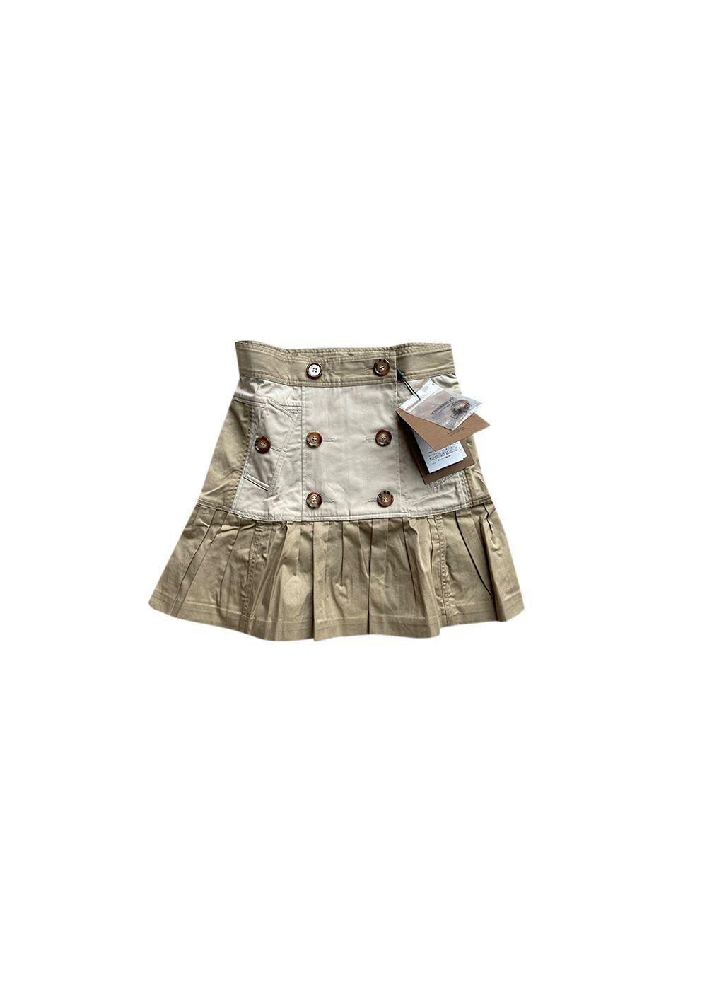 Honey cotton gabardine trench skirt