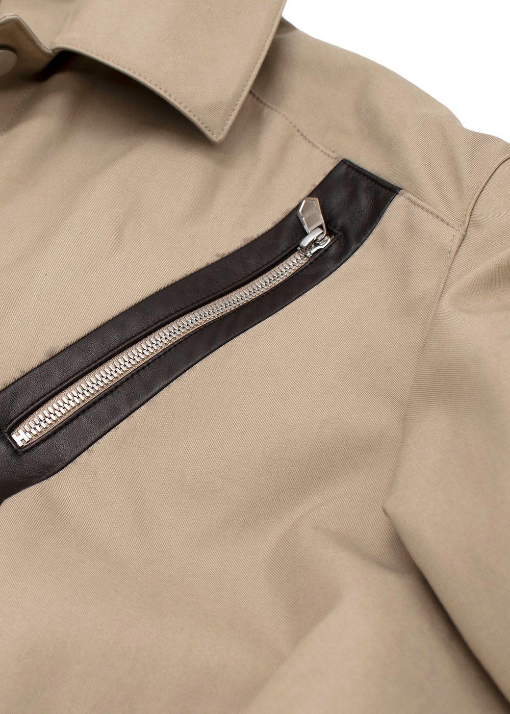 Hermes Neutral Beige Trench Coat with Brown Leather Inserts
