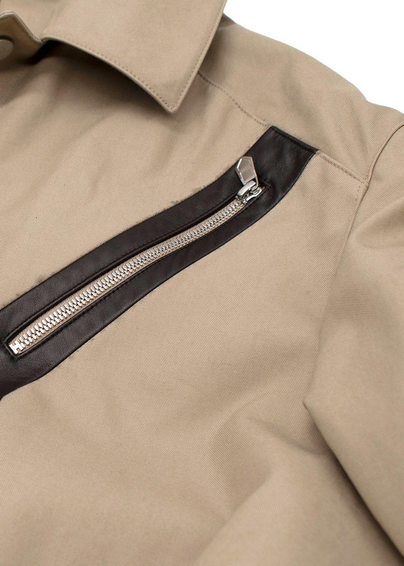 Hermes Neutral Beige Trench Coat with Brown Leather Inserts