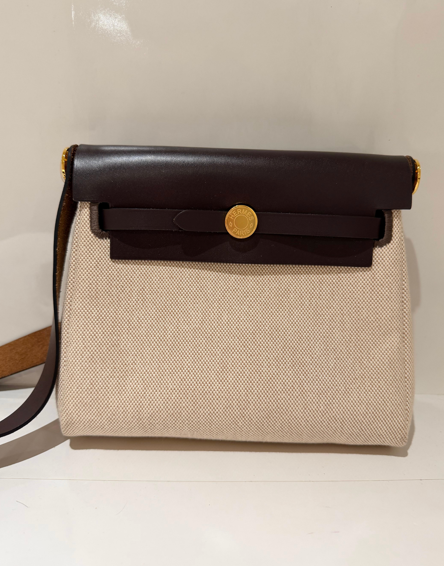 Hermes Ecru Ebene Mini Herbag