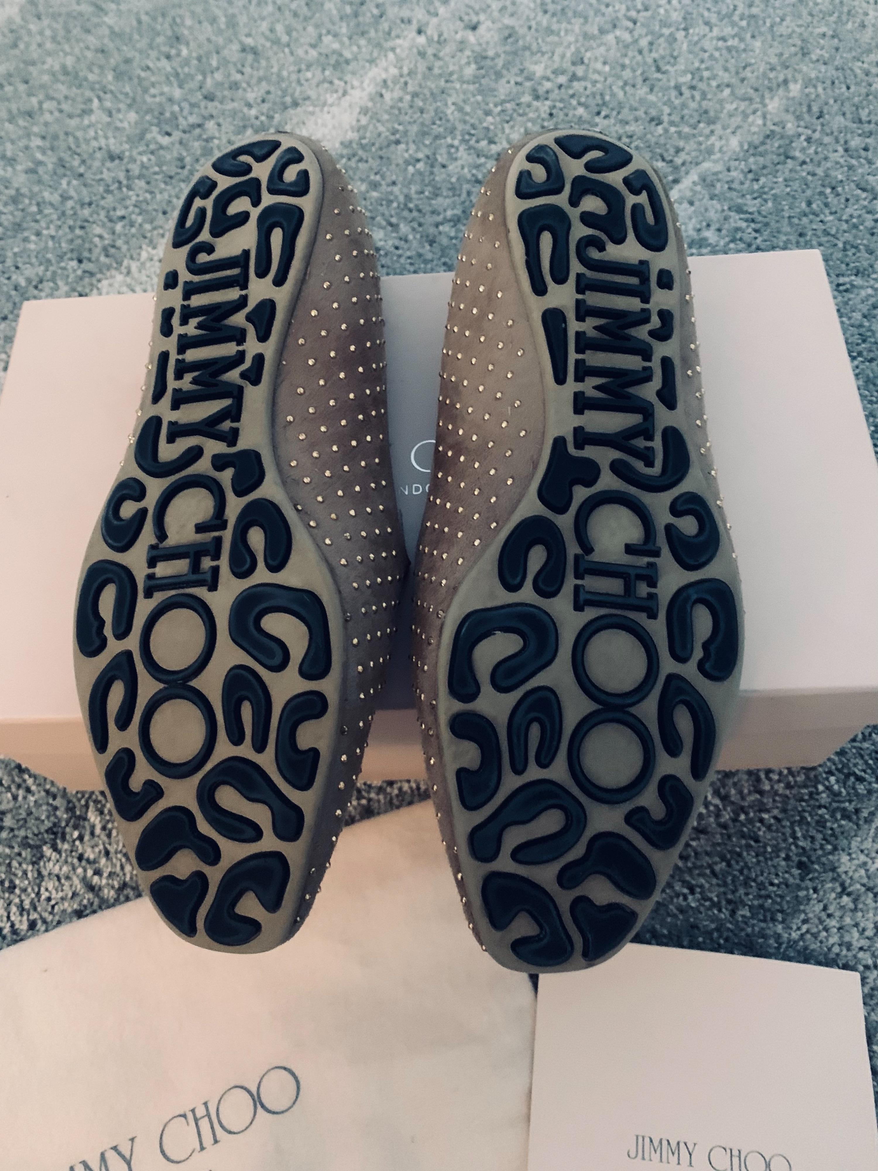 Taupe Studded Suede Loafers