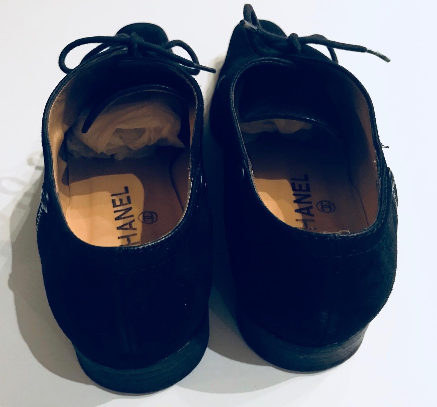 Vintage Black Suede Point Toe Oxford Shoes