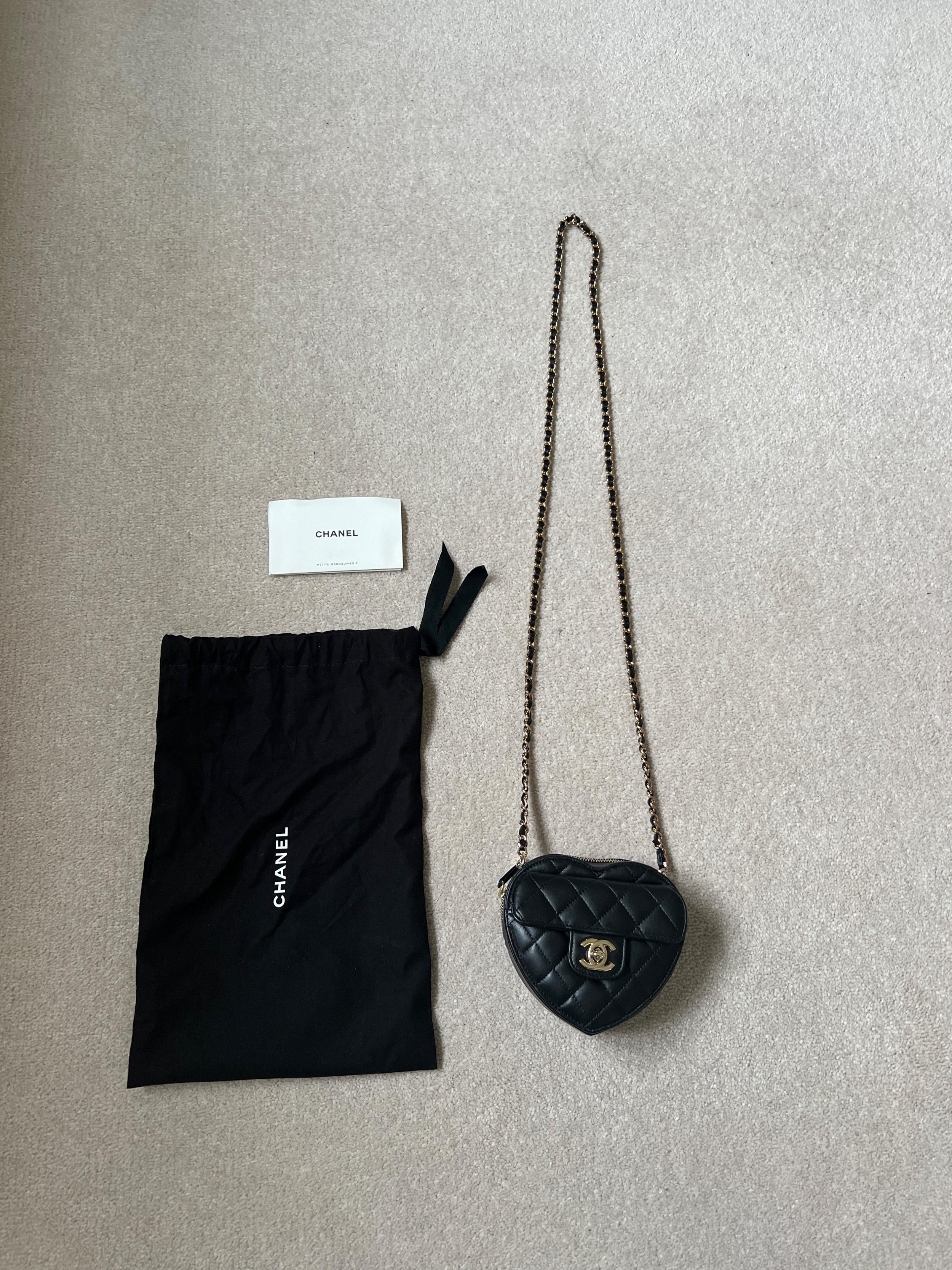 Small Black Lambskin Heart Bag