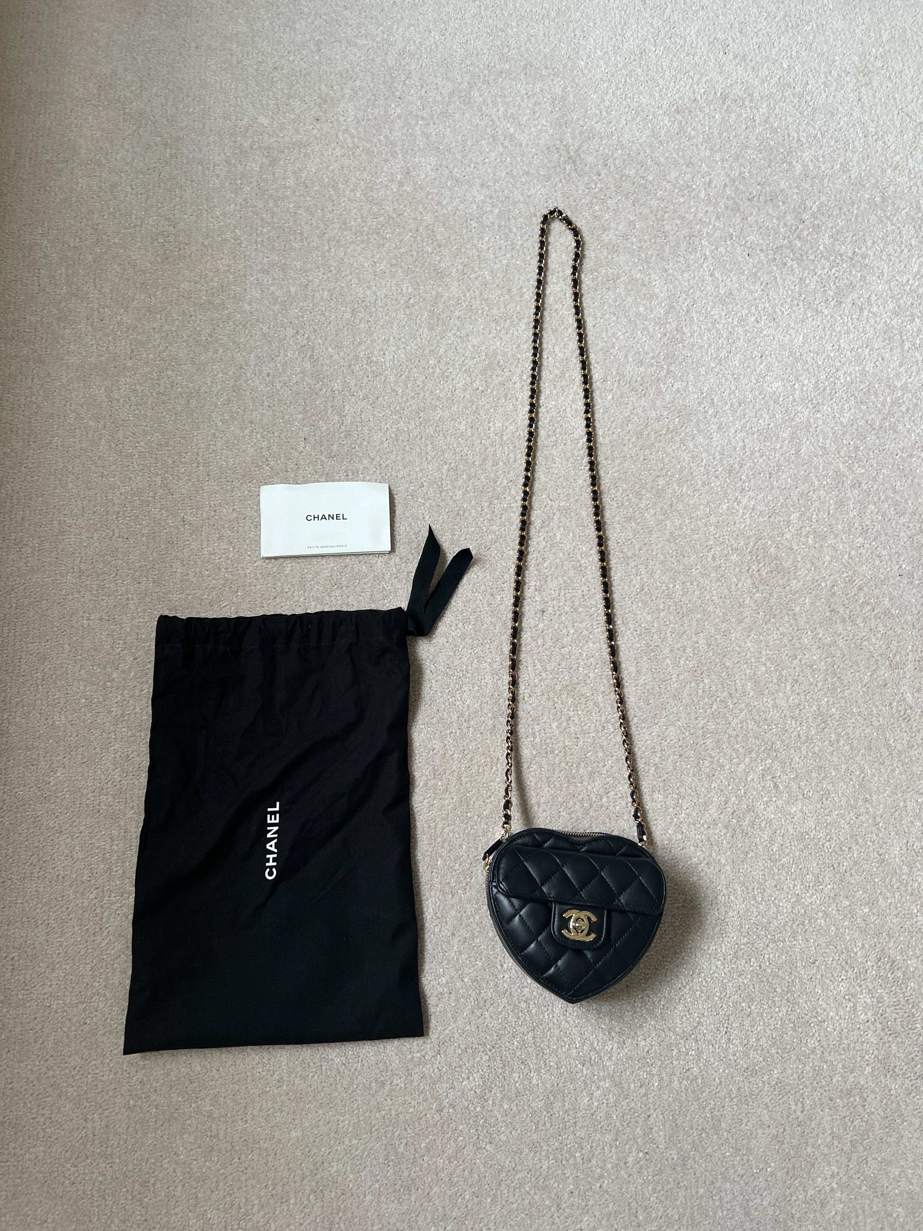 Small Black Lambskin Heart Bag