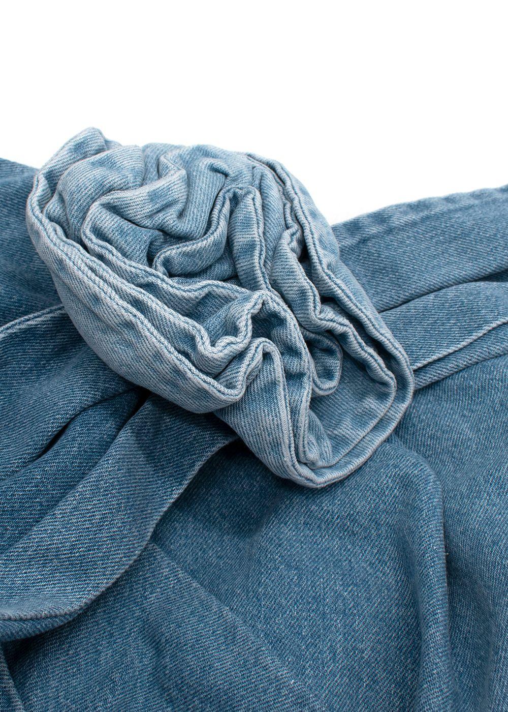 Magda Butrym Denim Rose Sash Mini Skirt